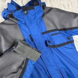 Obermeyer Far Corner's Mens XL Blue Grey Colorblock Insulated Ski Jacket Hooded